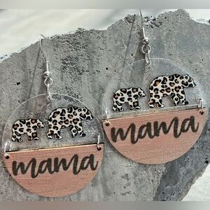 Leopard Print Mama Bear Earrings NEW NWT